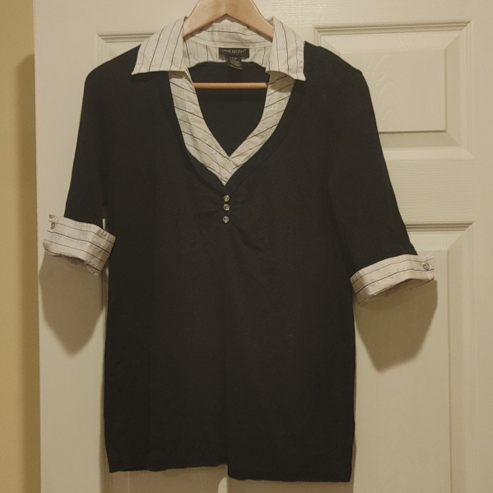 Pinstripe collared sweater